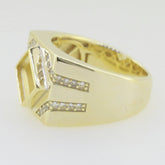 14K Yellow Gold Semi Mount Ring Setting Princess 9.5 mm Male Men's Ring Sz 10 Syzjewelry